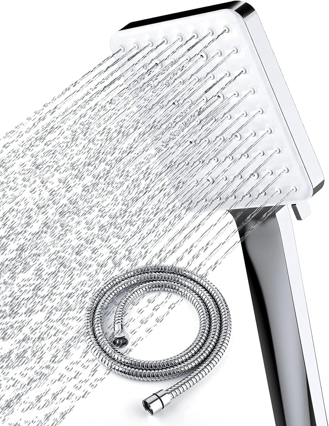 Newentor shower head with hose, shower set with 2m hose, large shower head with hand shower, rain shower head with 6 spray modes.