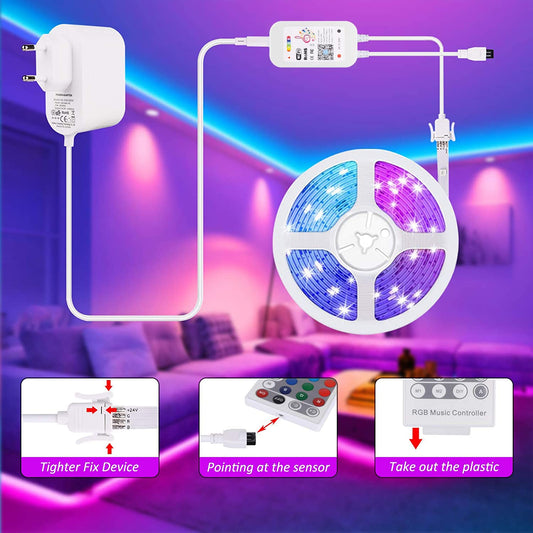 WiFi LED Strip 20M/65.6Ft, LUXONIC Smart RGB Strips Color Changing, APP Controlled Music Sync, Compatible with Google Assistant, Alexa, Ultra-long LED Light for Room Home Decoration