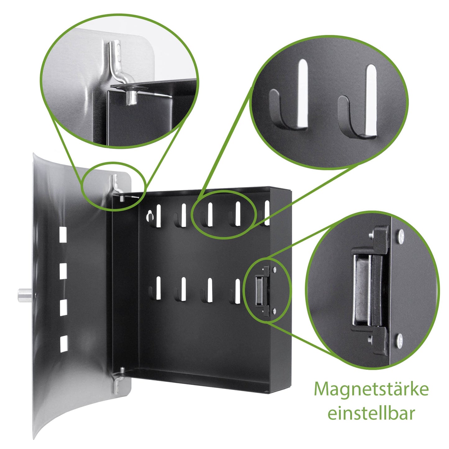 Banjado Design stainless steel key cabinet for 10 keys/ key storage cabinet 24 x 21.5 x 7cm with practical magnetic closure/ dandelion design 2