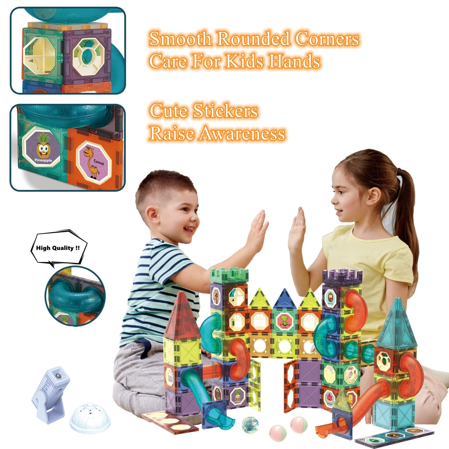BINZKBB Magnetic Building Blocks 110 Pieces Construction Set, Montessori Toy for Kids Ages 5 6 7 8 9 10+, Ideal Educational Toy Girls Boys Gift