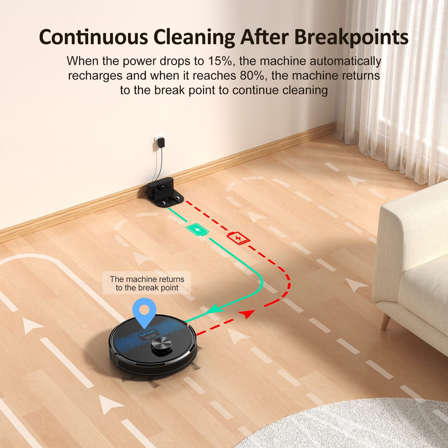 Lubluelu robotic vacuum cleaner with mopping function 2-in-1, 4000Pa suction robot laser navigation with 5 maps, 55 dB robot vacuum with app control, great for pet hair, carpets, hard floors, blue (SL60D)