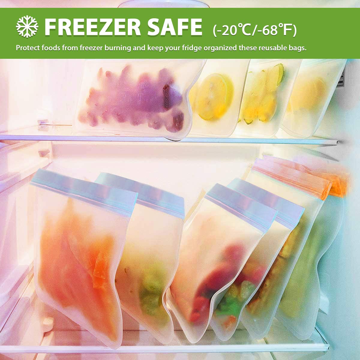 12 pack Reusable Storage Bags - BPA-free Freezer Bags, Sandwich Bags, Silicone Food Bags, Leakproof Lunch Packs for Travel Jewelry