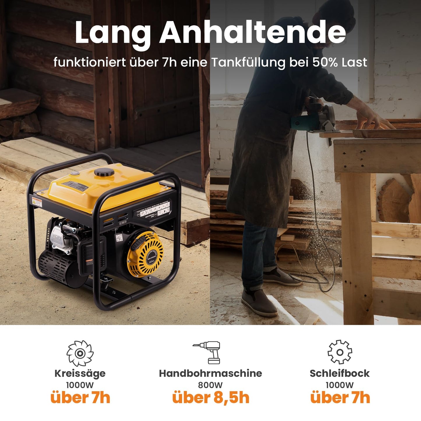 maXpeedingrods Inverter Power Generator 3500W Gasoline 4 Stroke with two 230V sockets Quiet and lightweight as emergency power supply for home, garage, workshop, and construction site.