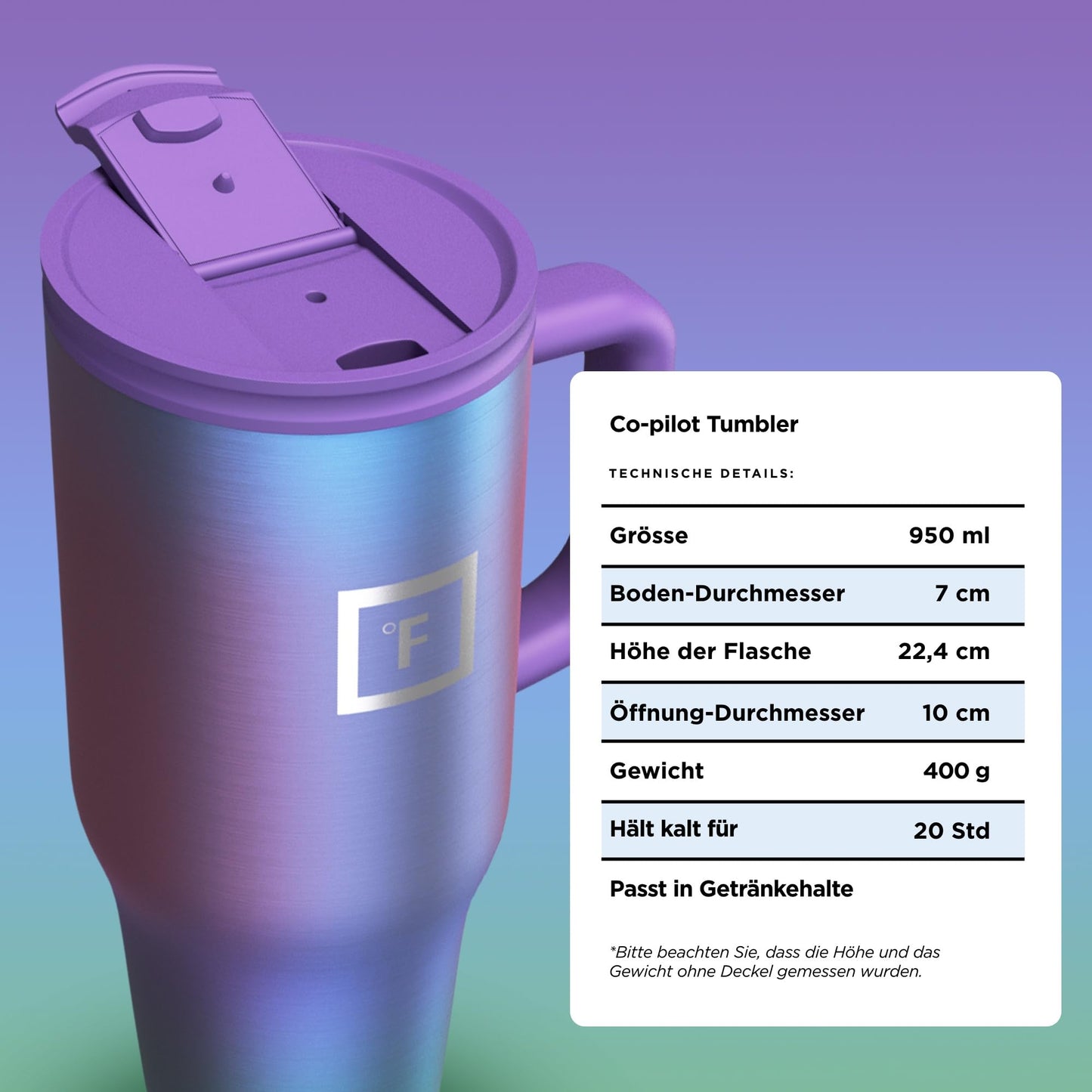 Insulated tumbler with straw, lid, and handle - 950ml - Thermal cup keeps drinks cold for 11 hours and ice cold for 48 hours - Vacuum double-walled stainless steel tumbler BPA-free thermos bottle coffee mug