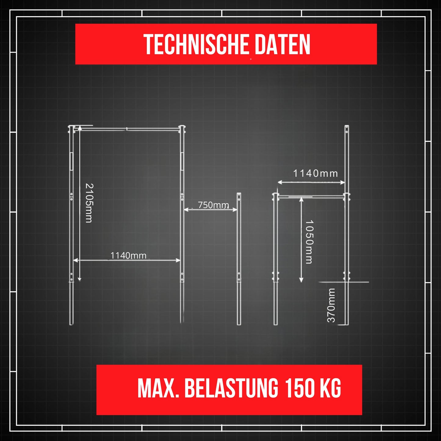 K-Sport: Stationary Outdoor Pull-Up Bar + Dip Station I Weatherproof Strength Station with Pull-Up Bar & Dip Bar I Pull-Up Dip Station, incl. E-Book