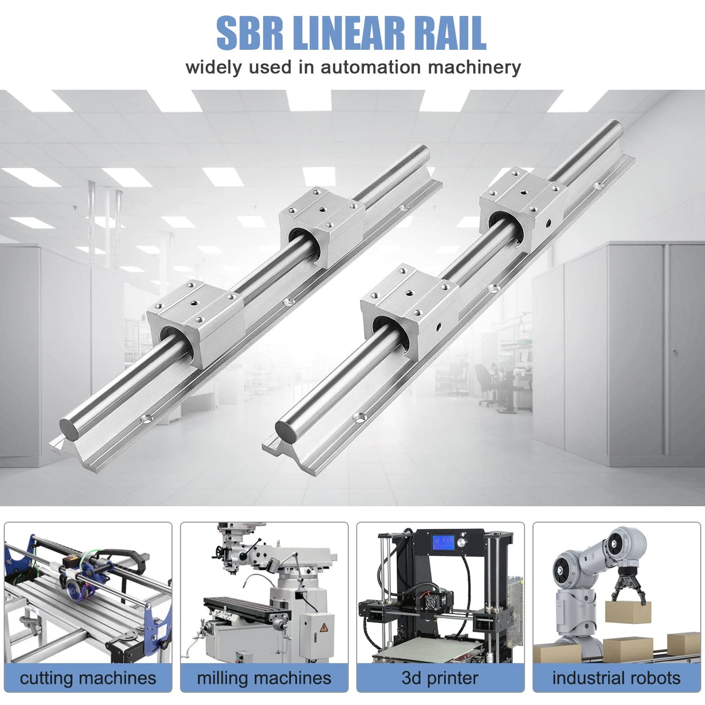 CNCMANS Linear Guide Rail 2 Pieces SBR20-800mm Stainless Steel Guide Rail with 4 Pieces SBR20UU Linear Bearing Block, CNC Parts for 3D Printer Stepper Motor (linear guide SBR20 800mm)
