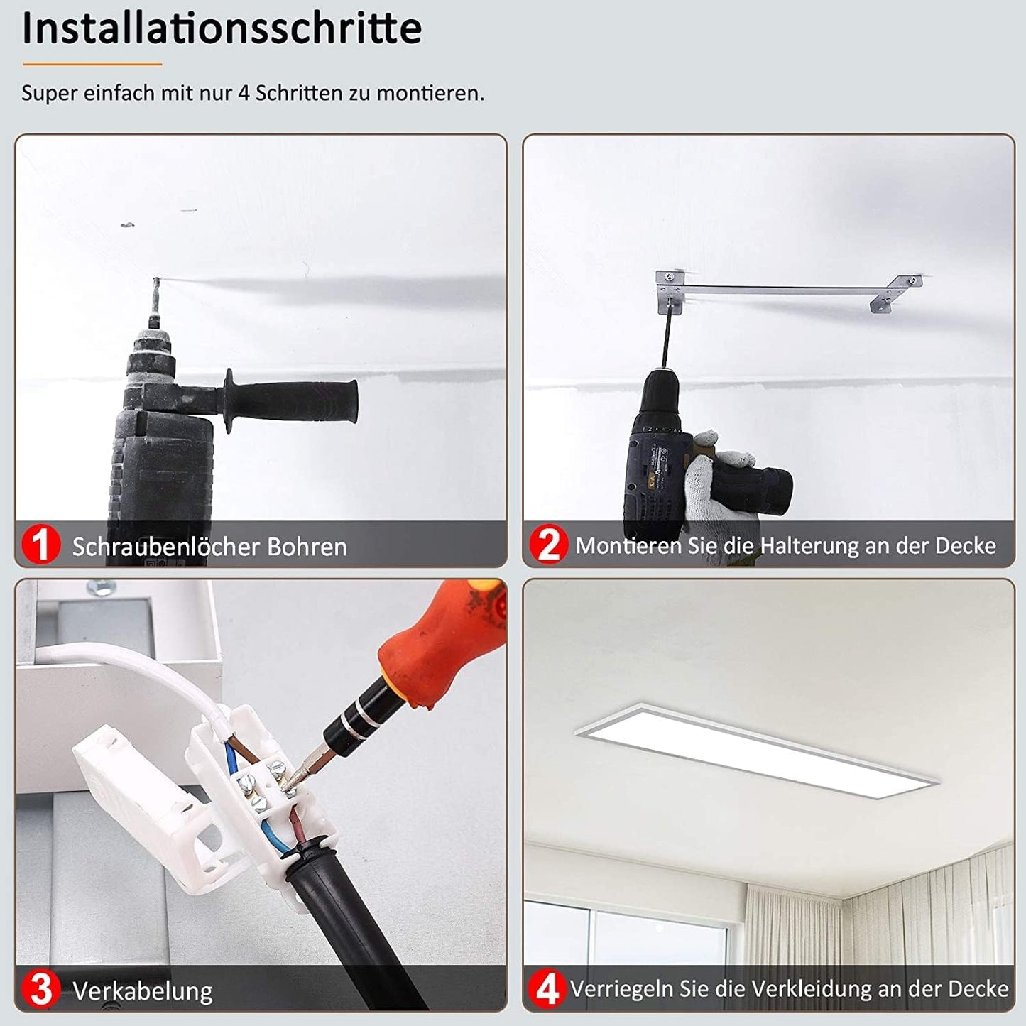 Dimmable LED ceiling light panel 100x25 cm with remote control, 28W rectangular ceiling panel with strong brightness light, 2700K - 6500K warm white cool white daylight ceiling lamp for office workshop living room