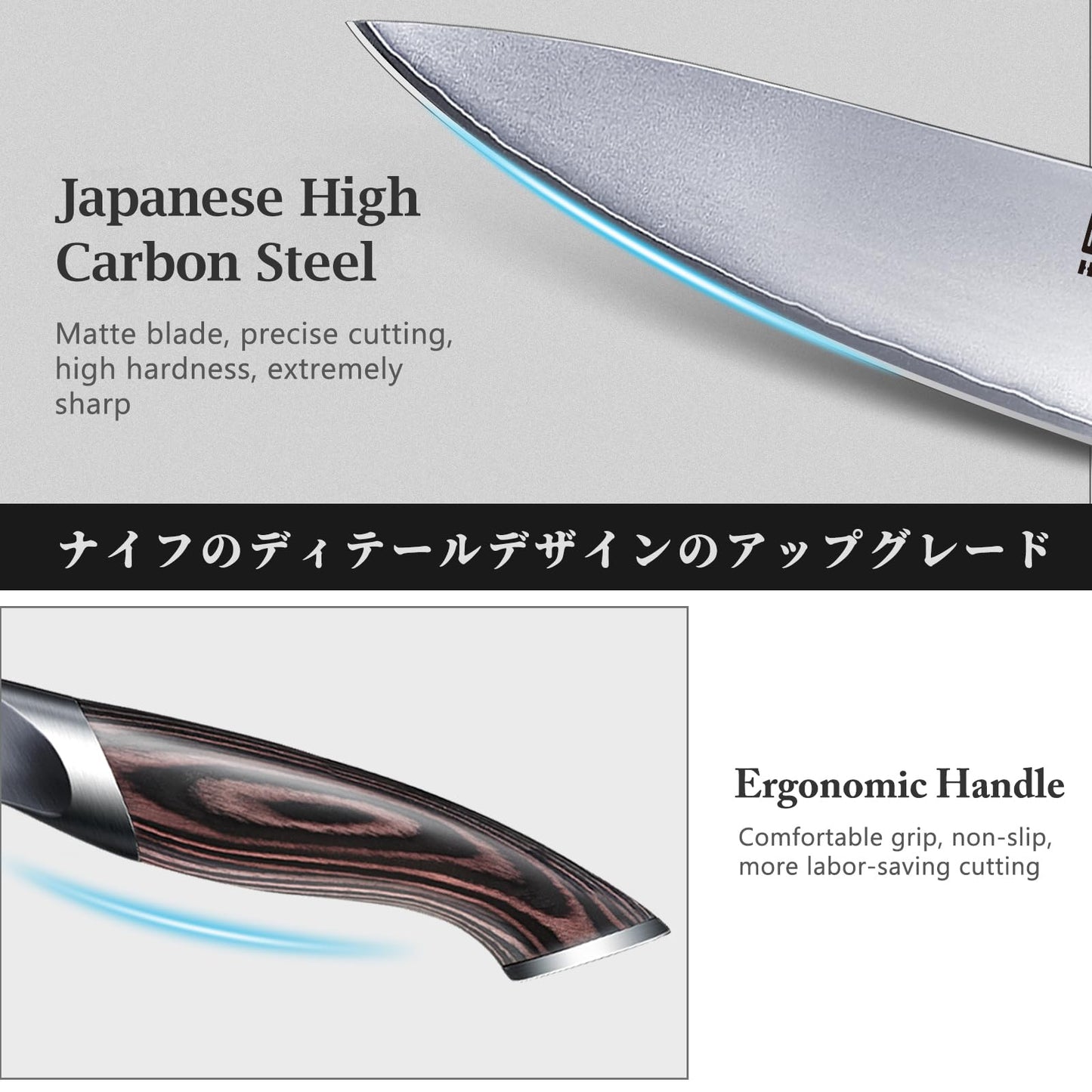 HOSHANHO 6-piece Knife Set, Ultra Sharp Kitchen Knife Set with Magnetic Knife Holder, Professional High Quality Carbon Steel Cooking Knife Set, Ergonomic Pakkawood Handle