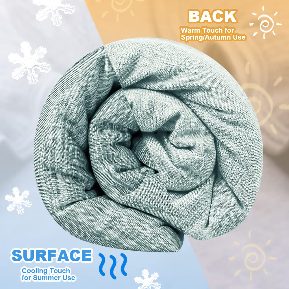 Luxear self-cooling blanket, Arc-Chill Q-Max 0.5 cooling blanket, 2 in 1 double-sided thin summer blanket cotton, cooling blanket for people bedspread baby blanket cuddly blanket, 130 x 170 cm-green