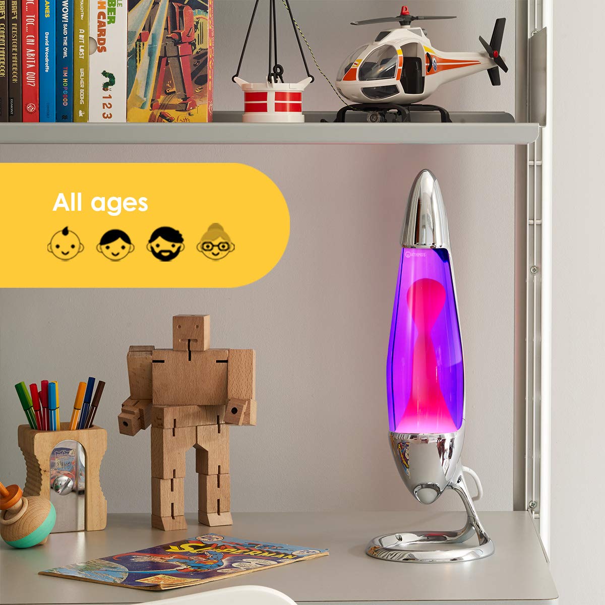 Mathmos Neo lava lamp for kids and adults (Chrome - Purple/Pink)
