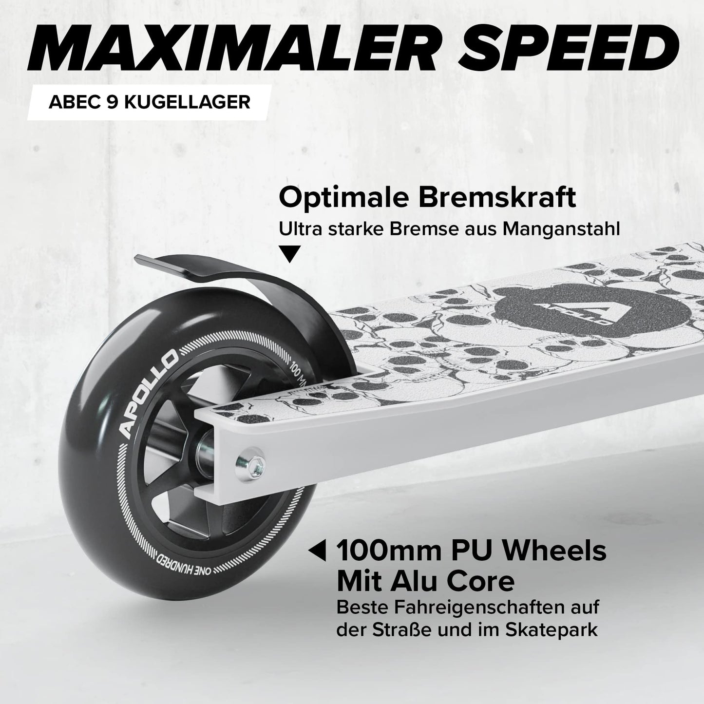 Apollo Stunt Scooter Genius Pro 4.0 - White Skull