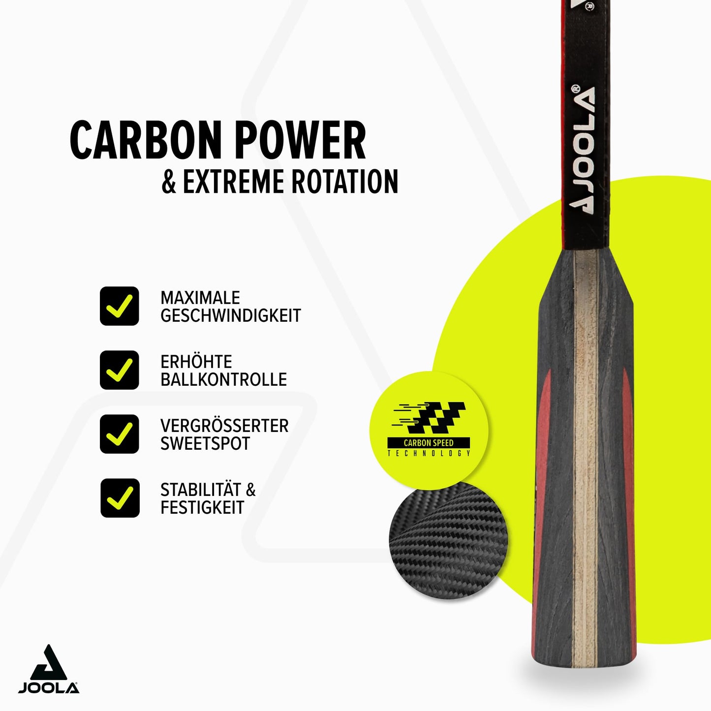 JOOLA Carbon Table Tennis Racket ITTF approved professional table tennis racket for advanced players - Carbowood Technology, Speed, 5-ply