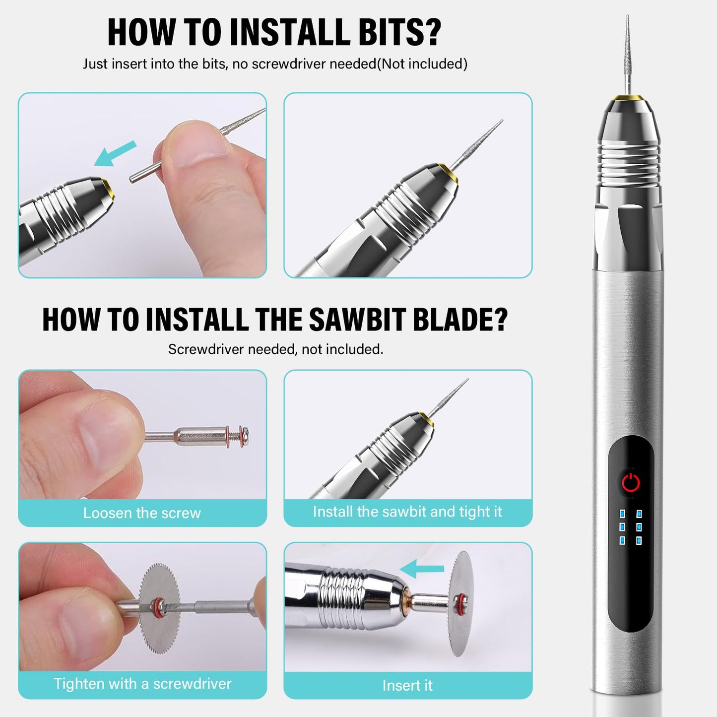 Electric Engraving Pen, Multifunctional Wood Engraving Tool, Rechargeable USB Battery Portable Engraving Pen, Etching Tool for DIY Jewelry, Wood, Glass, Metal