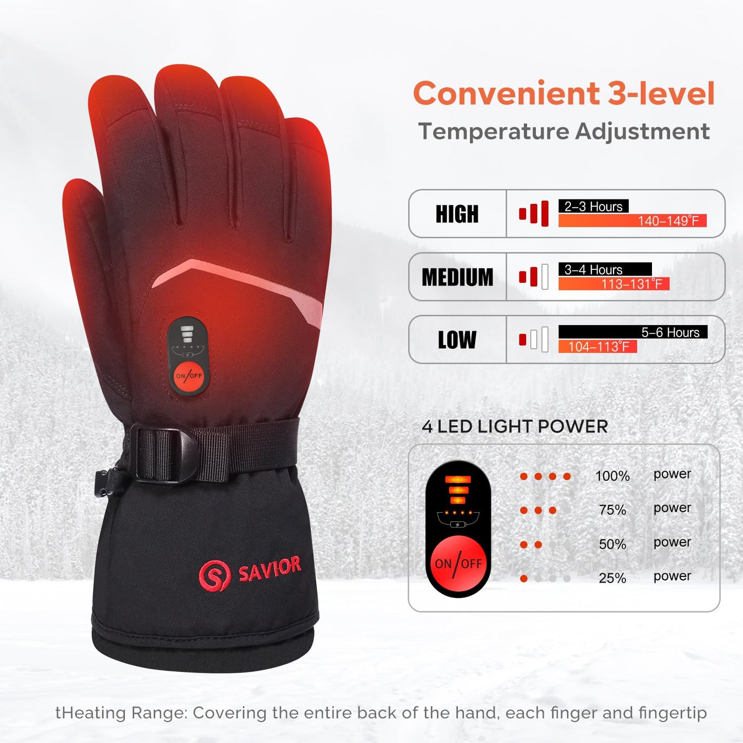 Heated gloves - Electric winter gloves for men & women, waterproof with touchscreen, rechargeable, motorcycle, ski, hunting & outdoor gloves.