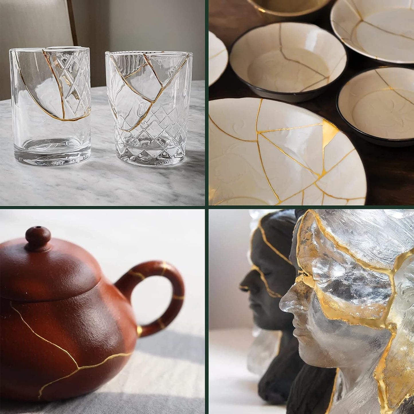 MUFUN Kintsugi Kit, Kintsugi Repair Set, Repair Ceramic Bowls & Vases with Gold Powder Adhesive, Beginner Kintsugi kit, perfect for beginners, easy Kintsugi Craft.