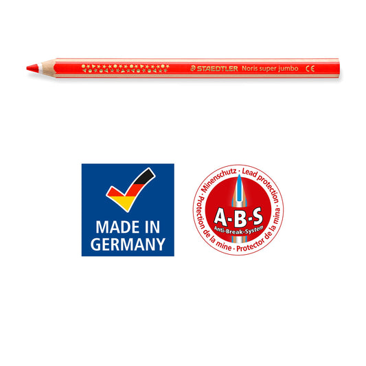 STAEDTLER Noris super jumbo extra thick colored pencils with ABS system and Noris Club craft scissors with rounded blades, 12 colored pencils with sharpener and 14cm scissors, 129 NC12P1X