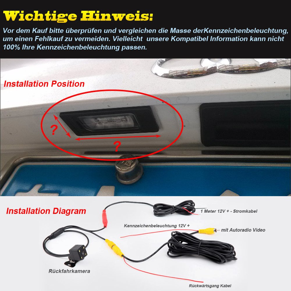 Parking assistance, camera for license plate illumination, license plate lighting color rear view camera for Mercedes Benz Viano 2004-2012 Vito 2004-2012 Sprinter 2004-onwards, W639