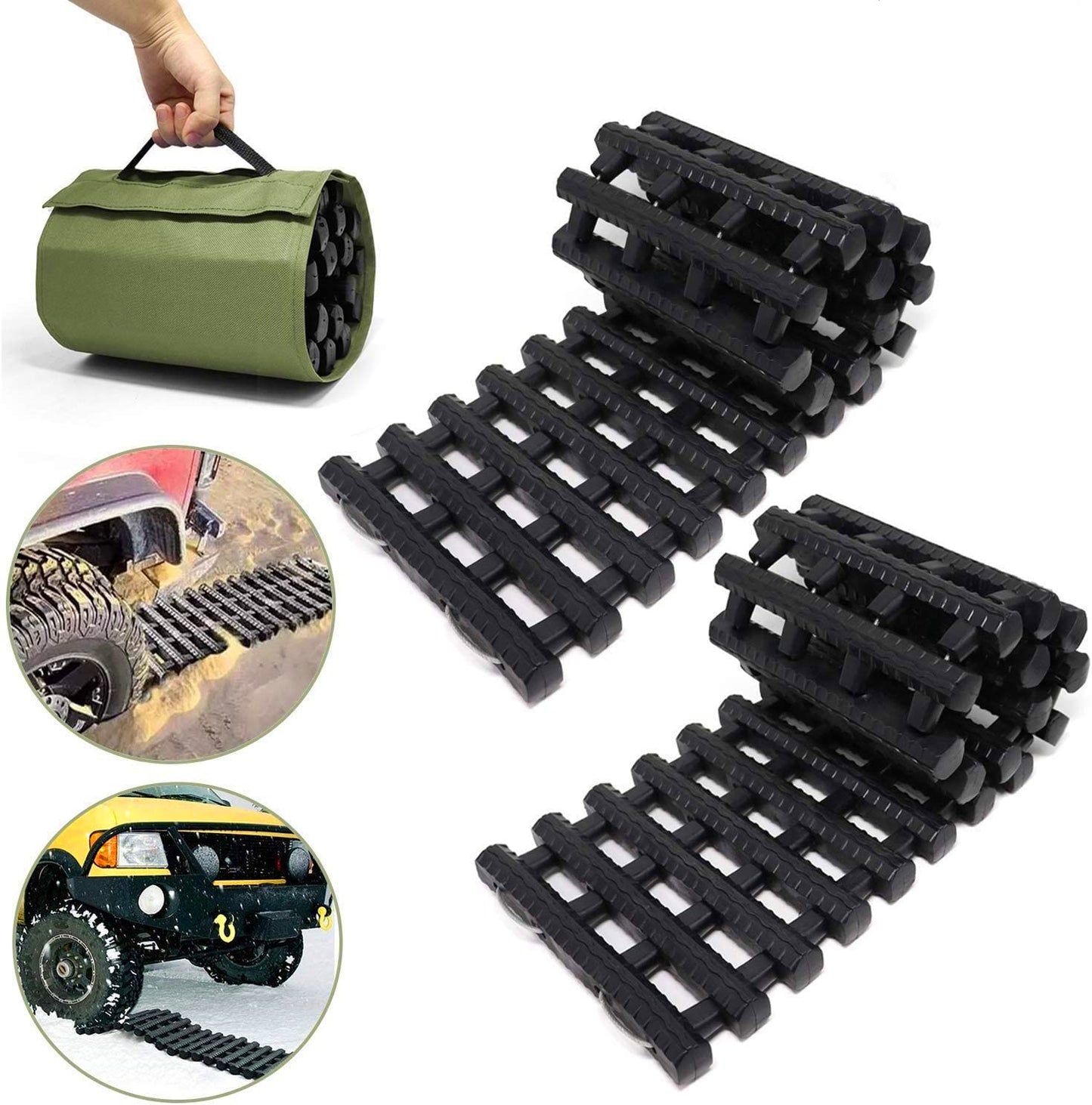 Jolitac 2 Piece Traction Aid Set Sand Mat Tracking Mat for Snow, Ice, or Mud 80 x 22 cm