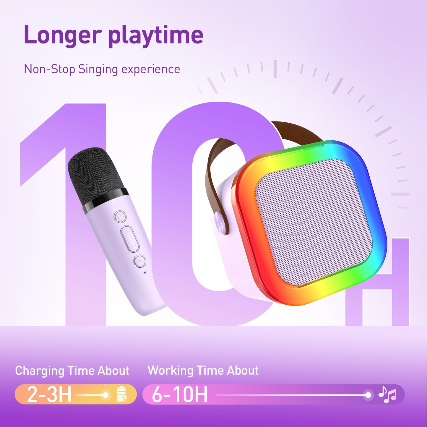 Karaoke Machine for Kids, Gift for Girls 3-12 Years, Karaoke Kids Toy for 3-12 Year Old Girls, Karaoke Machine with 2 Karaoke Microphones for Kids, Purple