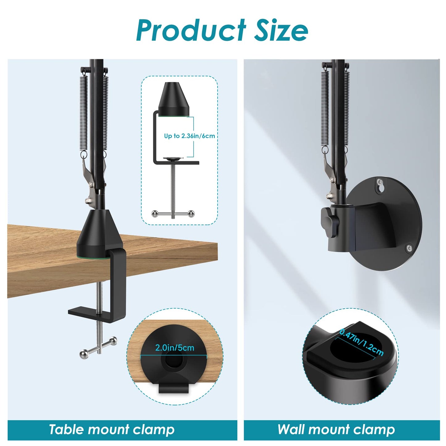 YOUSHARES microphone arm, microphone wall mount, metal table mounting clamp with pop filter for Shure MV7 microphone could allow for wall and table mounting.