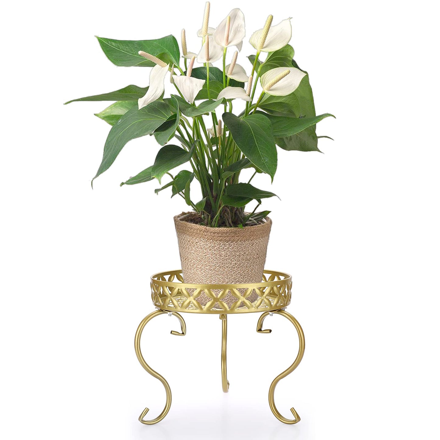SUMTree Plant Stand Golden Plant Stool Flower Stand Flower Stool Flower Pot Holder Flower Stairs Garden Shelf Plant Shelf Decoration Balconies Courtyards Garden (Round)