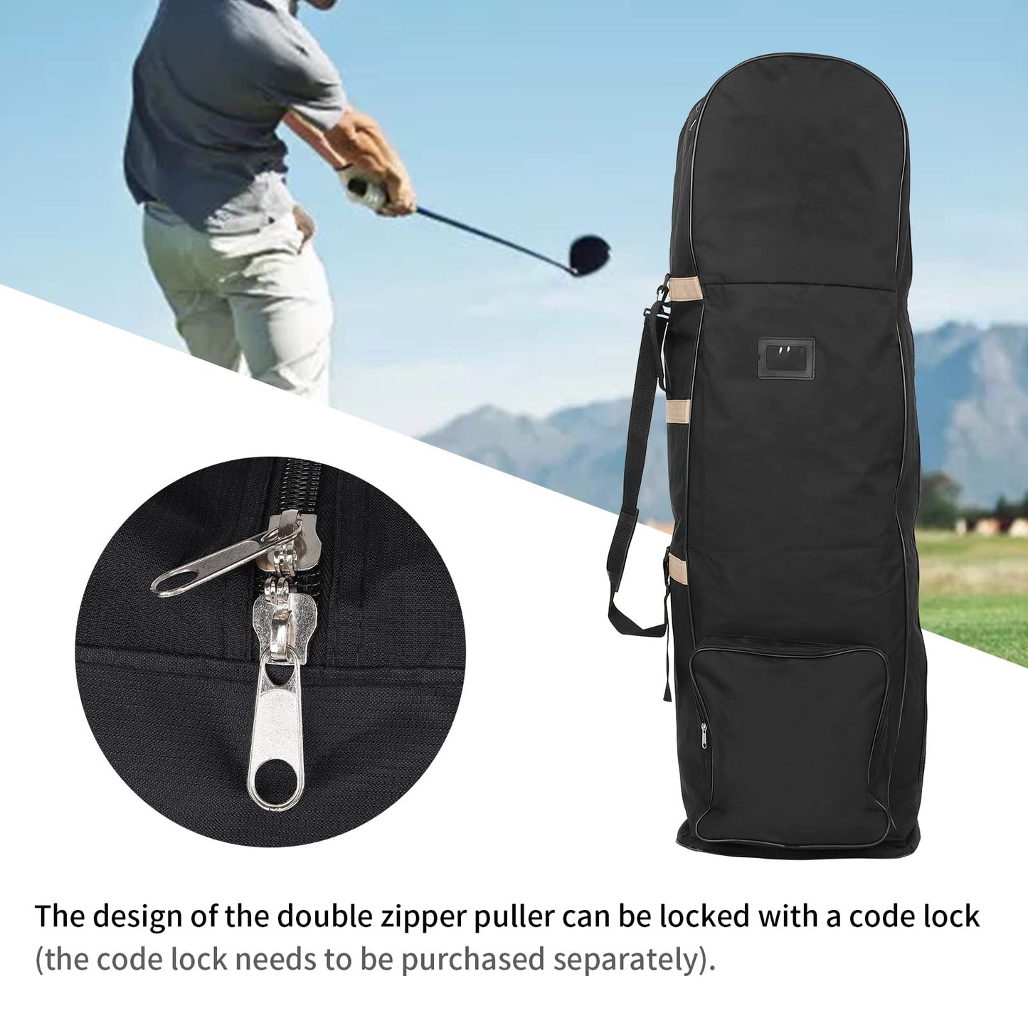 Golf travel bag with wheels Foldable 600D Golf Aviation Bag Storage Bag Club Case (Gold)