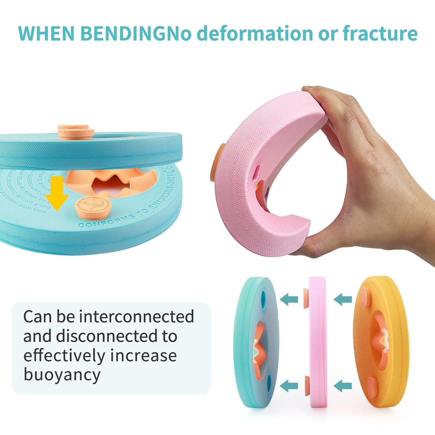 kaianda 6 pieces swim discs, swim discs for kids, Eva foam, swim wings for babies, Dolphin arms
