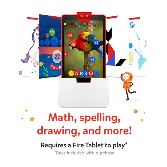 Osmo - Genius Starter Kit for Fire Tablet - 5 interactive learning games - Ages 6-10 - Math, spelling, art, creativity, and physics