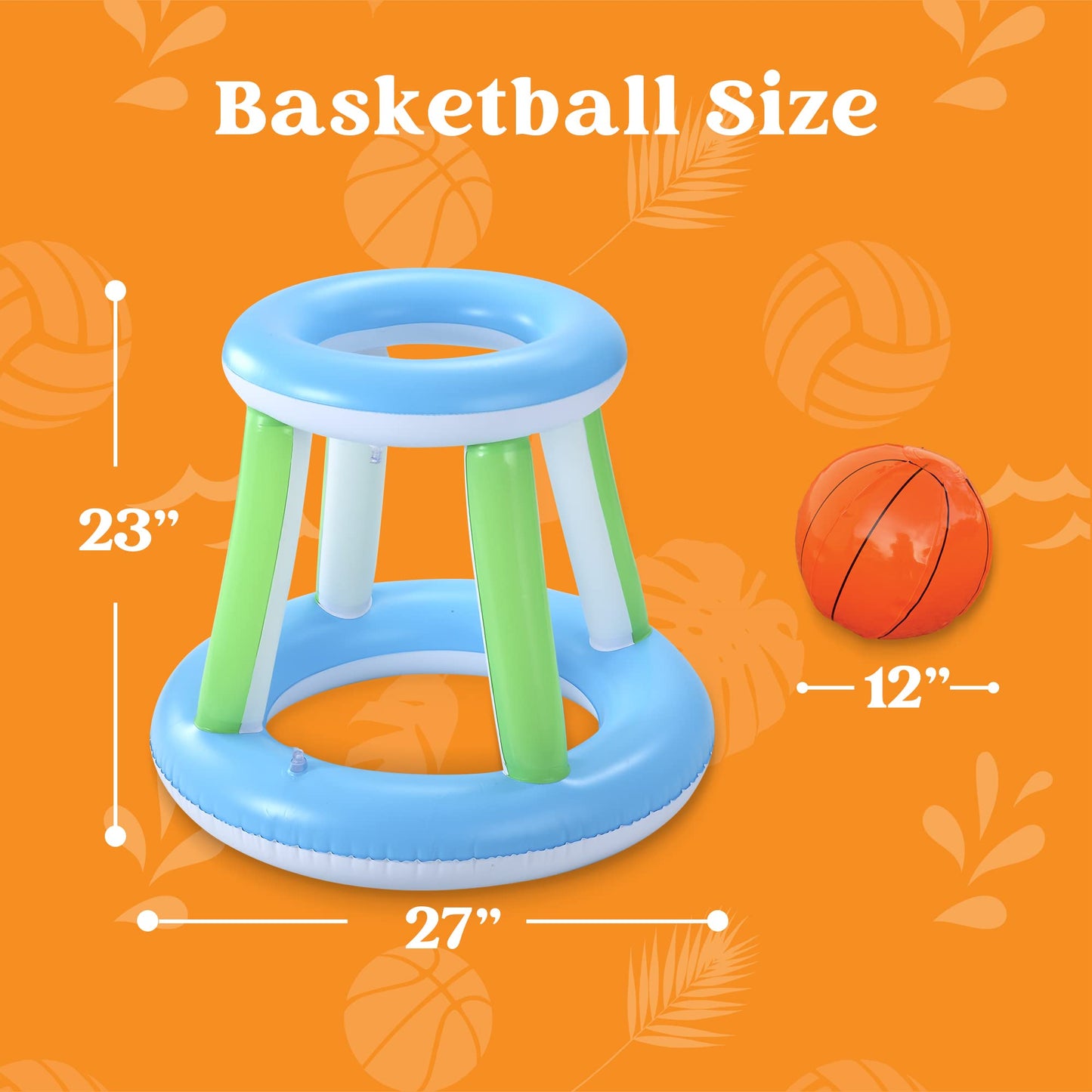JOYIN Inflatable Pool Volleyball Set, Volleyball Basketball Hoops Pool Float Set, Floating Summer Floaties, Volleyball Pool Party Lounge Raft, Inflatable Party Swimming Game Toy.
