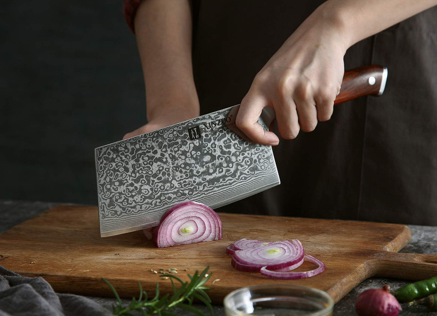 XINZUO Cleaver Knife 18cm Chinese Chef Knife, High Quality Professional Chopping Knife Sharp Blade Kitchen Knife, Gift box, with Rosewood Handle - Yu Series