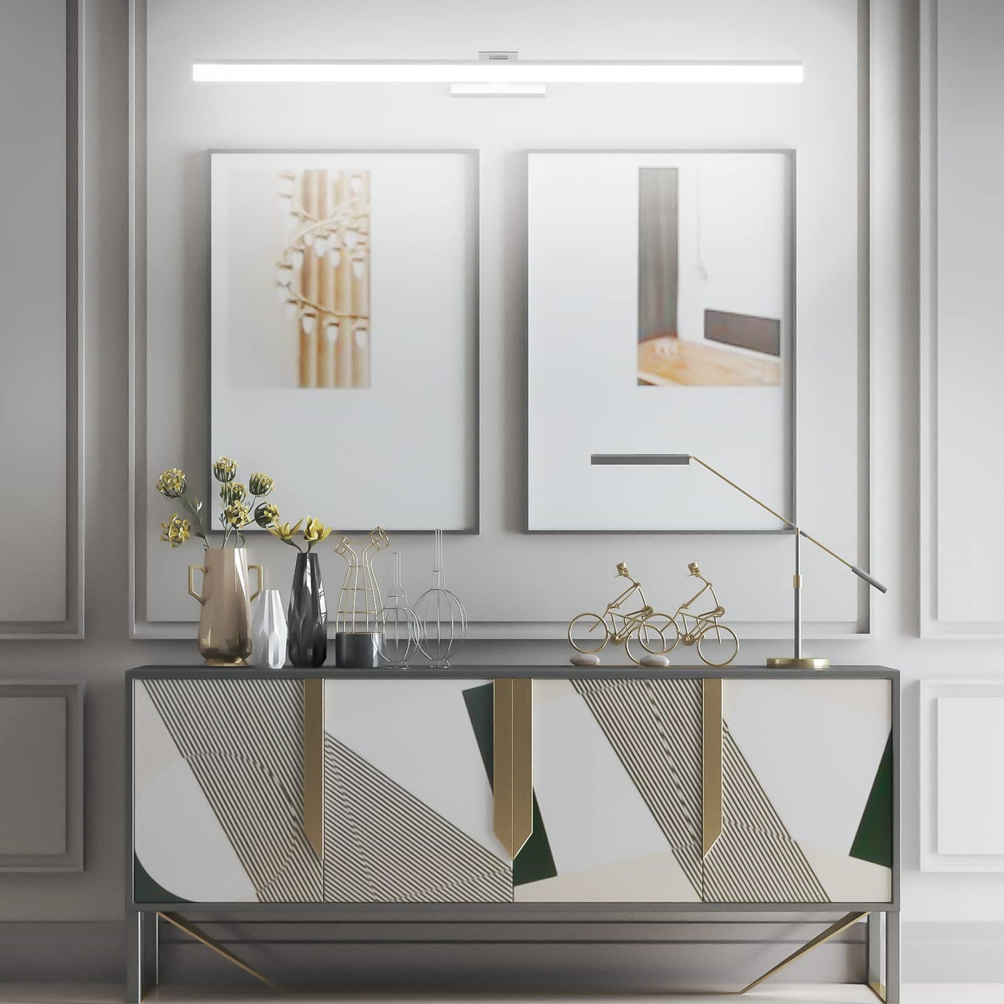 Klighten LED mirror light bathroom lamp 100CM, silver bathroom mirror lighting lamp 28W 1560LM bathroom lamp mirror lamp, 180° rotation, cold white 6000K, IP44 waterproof LED makeup light