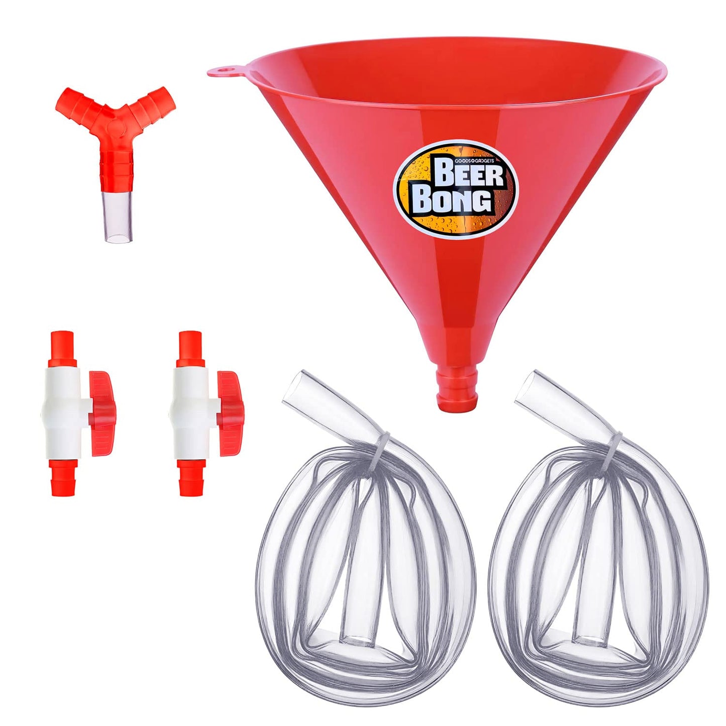 Beer Bong Beer Funnel - Party Funnel Drink Funnel Beer Funnel with Hose & Shut-Off Valve - Bachelor Party Drinking Game (Double)