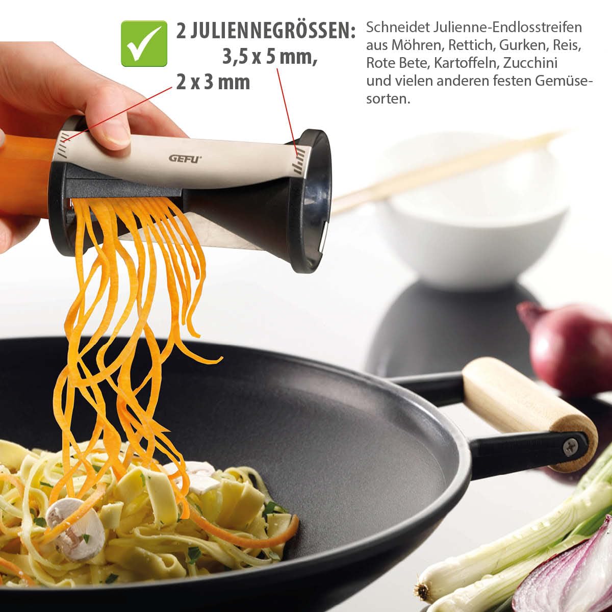 Kitchen Helper Set: GEFU Spiralizer SPIRELLI & Vegetable Knife SENSO - Spiral vegetable slicer for making veggie noodles & zoodles.