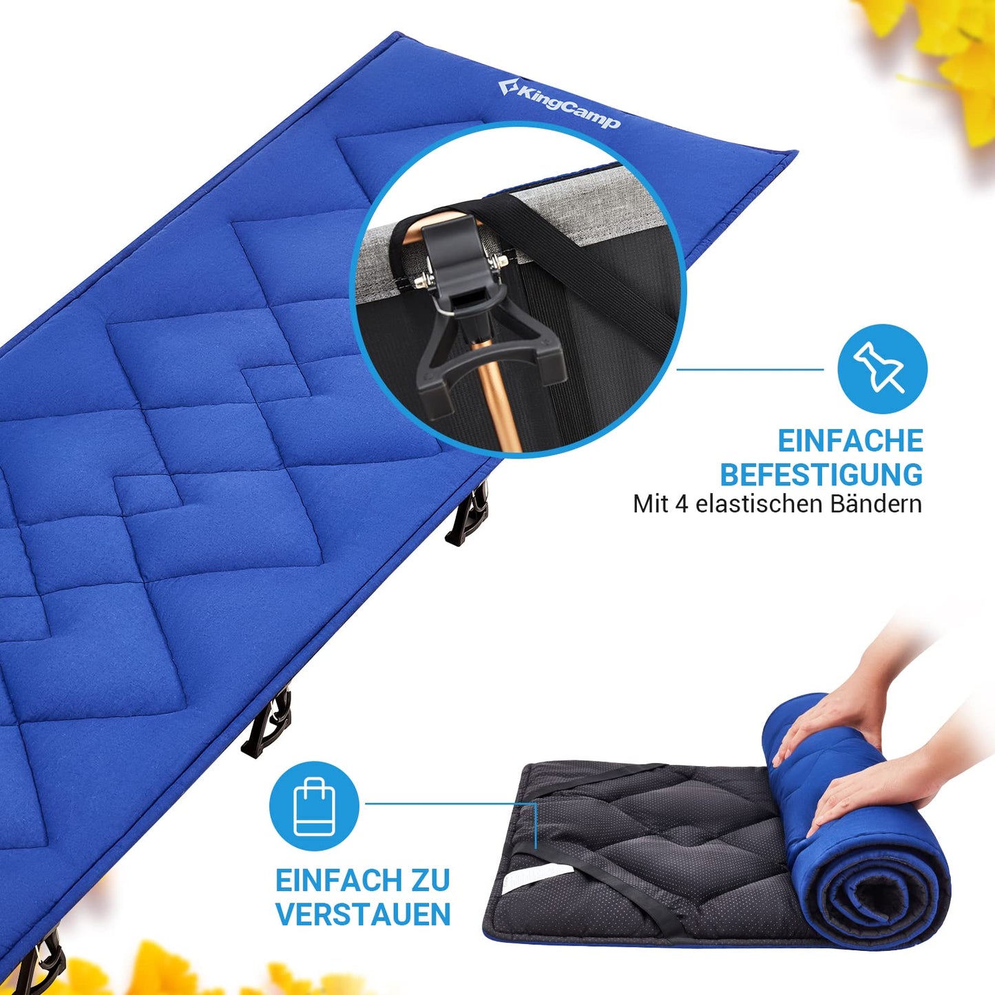 KingCamp Field Bed Pad 100% Cotton Sleeping Mat Travel Blanket for Camping Bed Cot Garden Lounger Sun Lounger 203 × 76 cm.