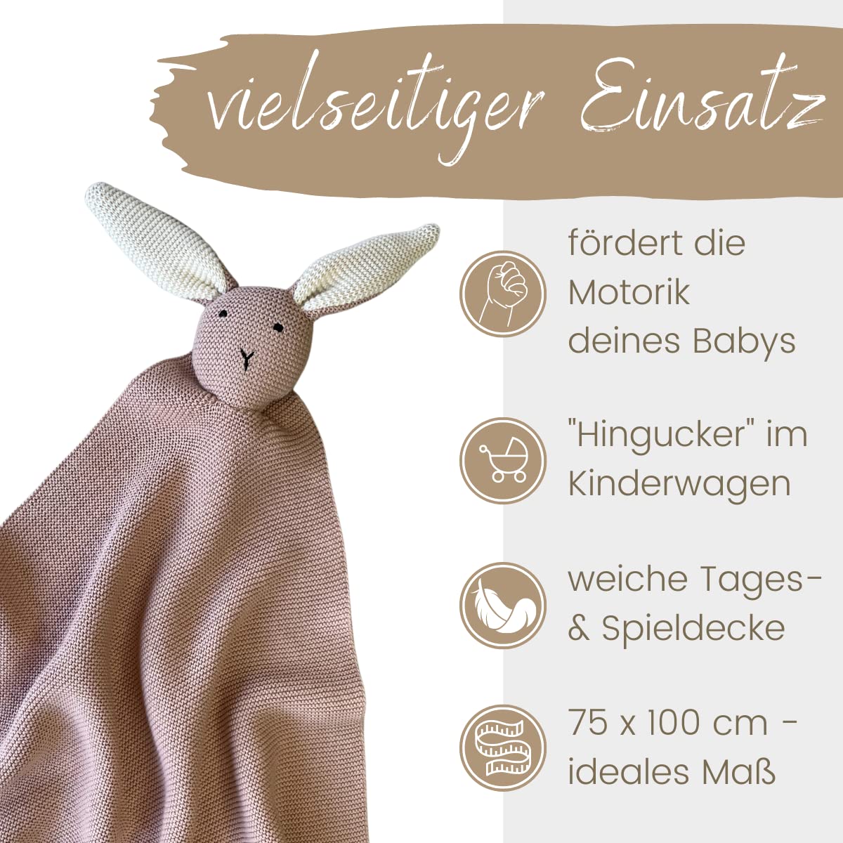 DIKOS Original 2-in-1 Baby Blanket & Snuggle Bunny (Blush) β a lovely gift for newborns made from soft organic cotton (GOTS) β perfect as baby girl's first cuddly toy at birth