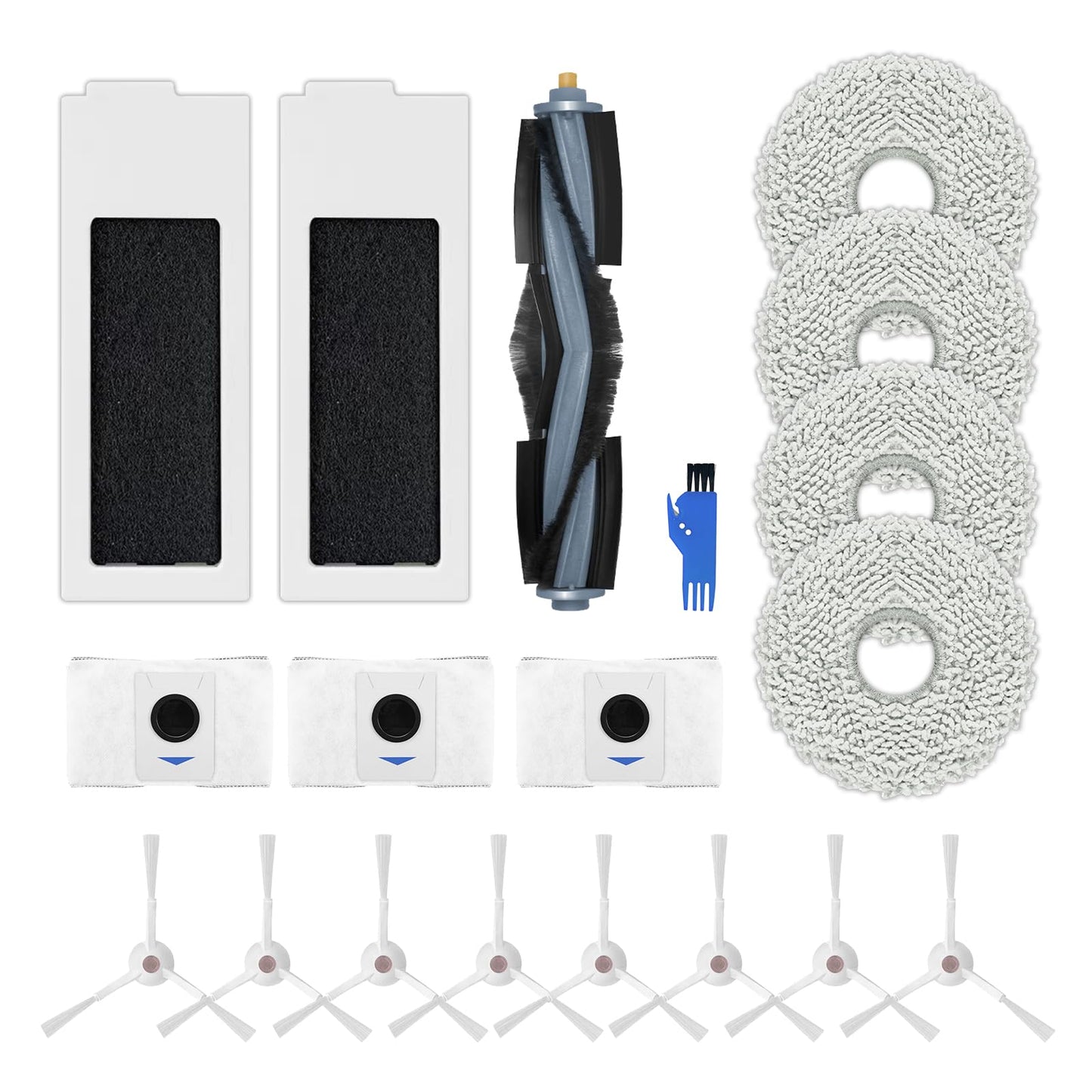 Spare parts set for ECOVACS DEEBOT T20 Omni / T20e Omni, 1 main brush, 2 filters, 8 side brushes, 4 mopping cloths, 3 dust bags, 1 brush cleaning tool