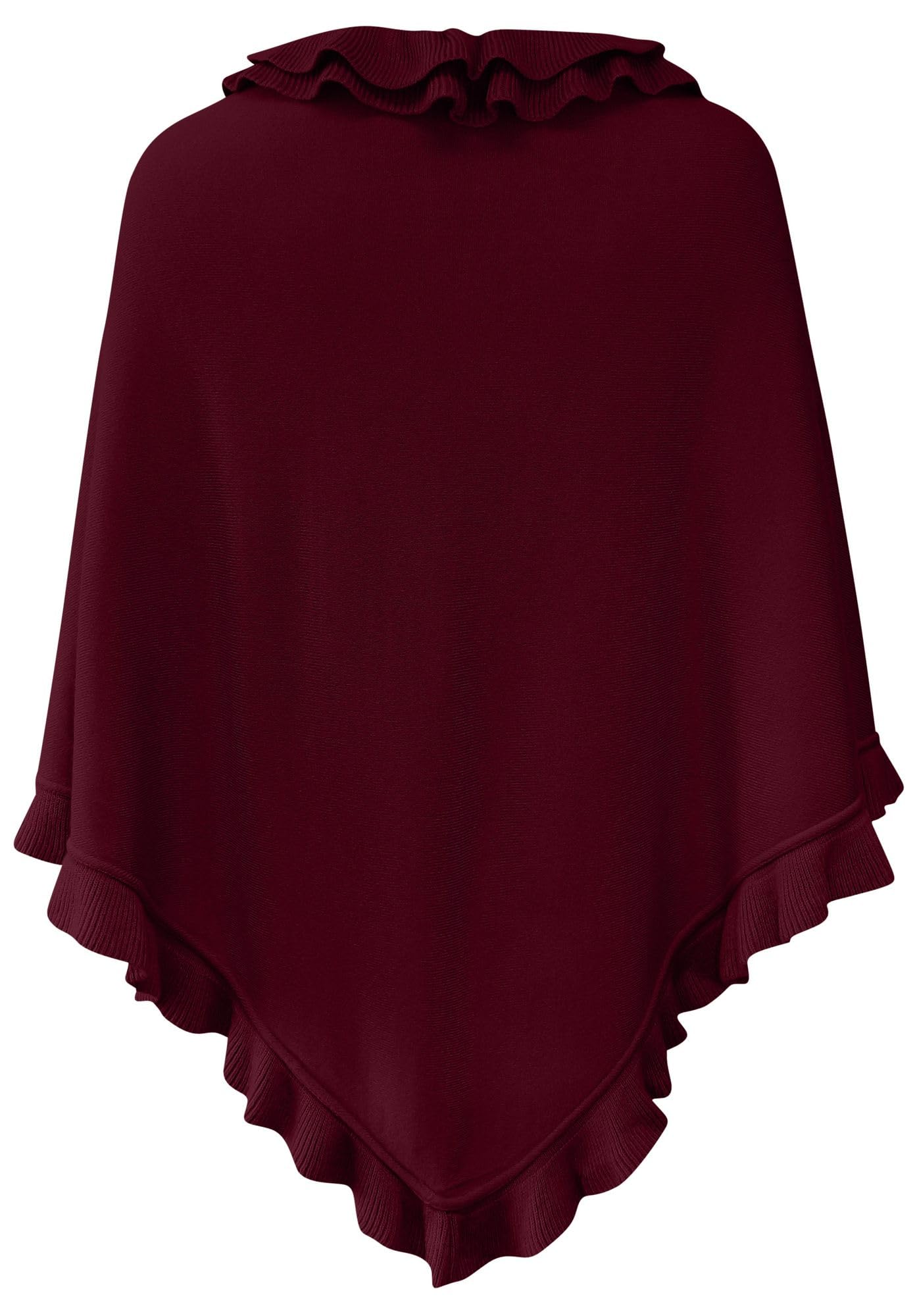 Poncho cape traditional scarf cloak shawl trachten cloth women's knitted poncho traditional knit cape knitted wrap ruffles scarf cashmink, color: dark red