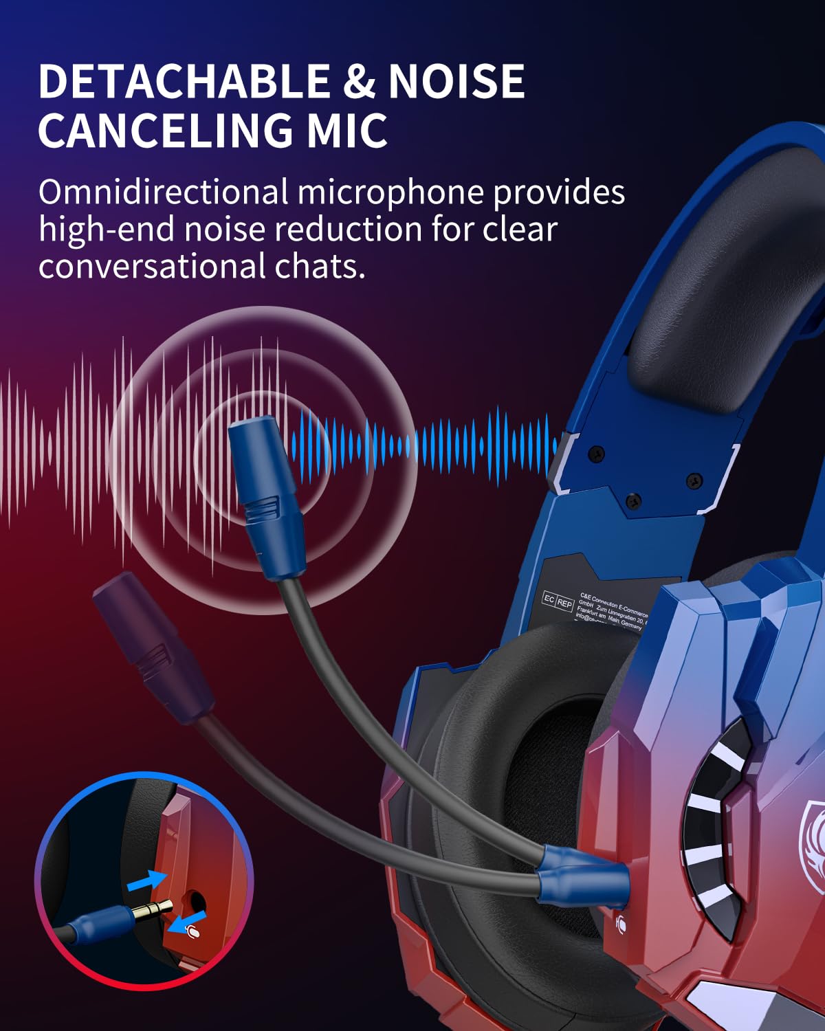 PHOINIKAS PS5 Wireless Headset, 2.4G Gaming Headphones Wireless for PC PS4 Switch Mac, Foldable Surround Sound Noise Cancelling Gamer Headset with microphone, Over 50 hours of battery life (Dazzle Blue)