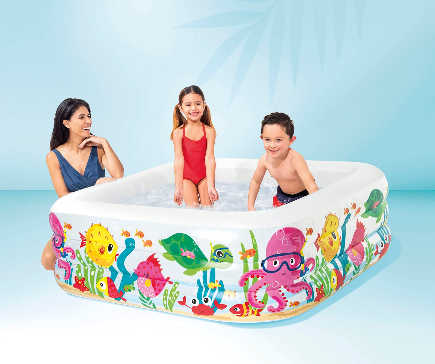 Intex Lake Aquarium Pool - Kids Inflatable Pool - Splash Pool - 159 x 159 x 50 cm - For 3+ years & 230 Volt Quick-Fill AC Electric Pump, 66644, Black.