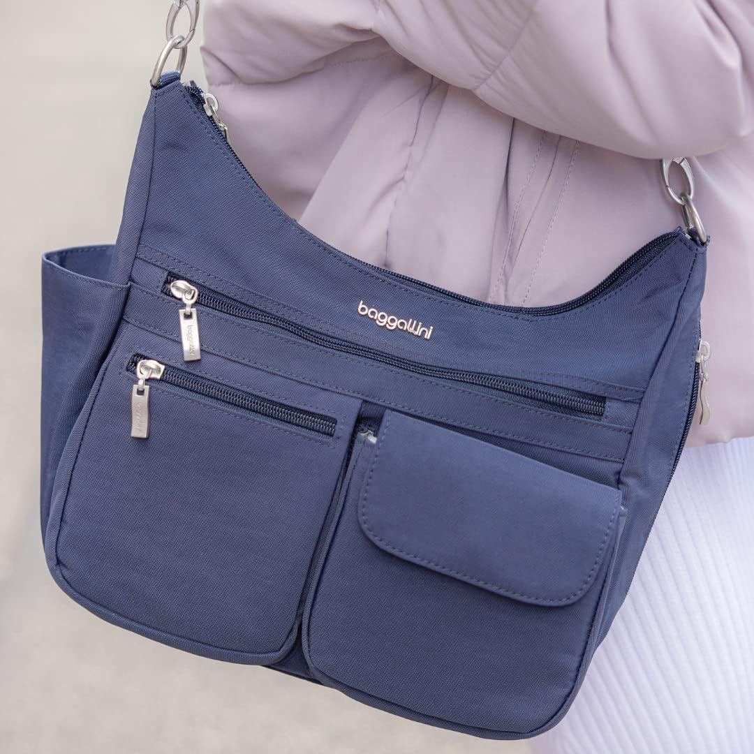 Baggallini women's crossbody bag, 27.9 X 22.9 X 11.4 cm, RFID hobo bag Modern Everywhere Bag, French Navy