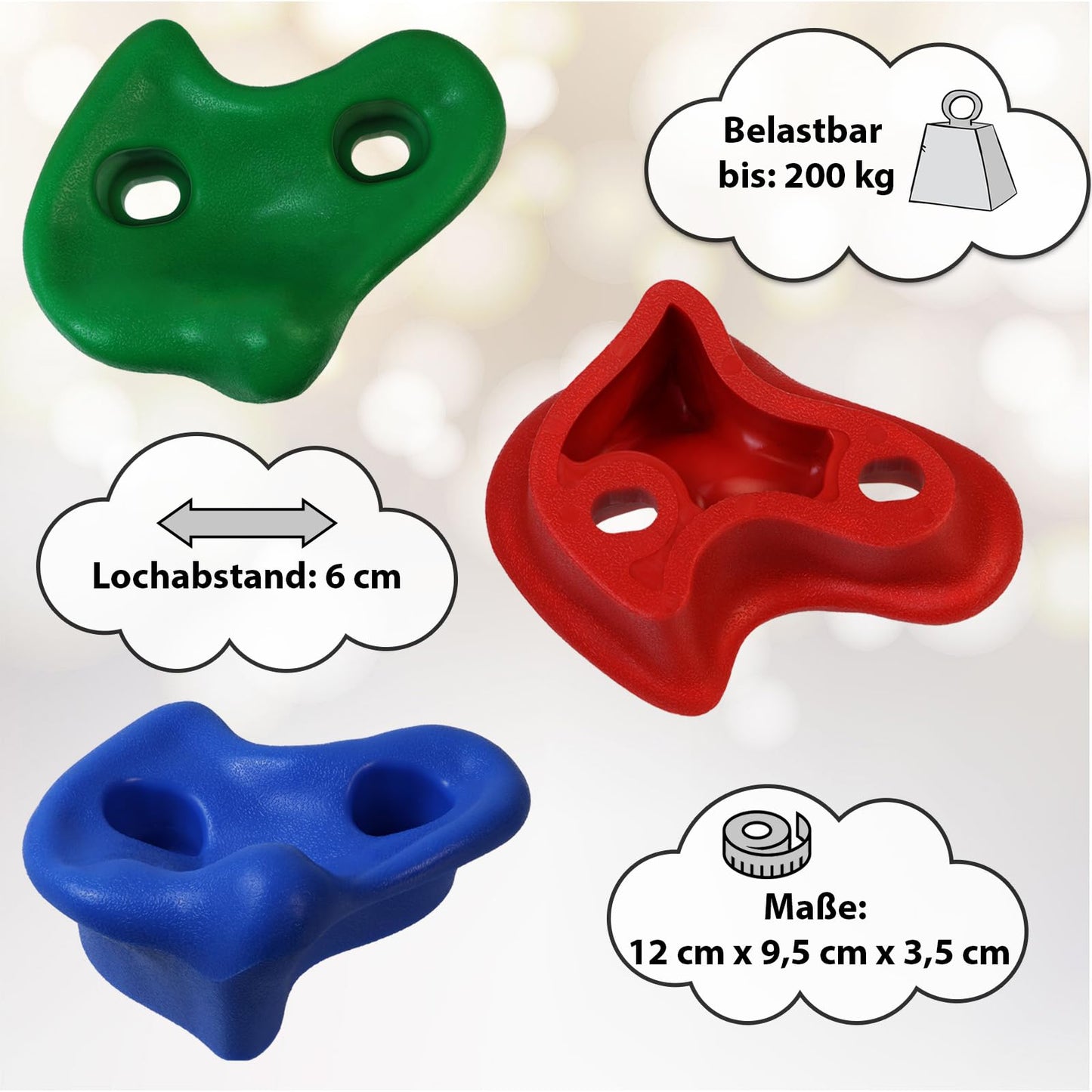 ALPIDEX Kids Climbing Holds colorful 5/10/15/20/30 pieces Climbing Stones including mounting material, load capacity up to 200 kg, suitable for indoor and outdoor use - 30 pieces