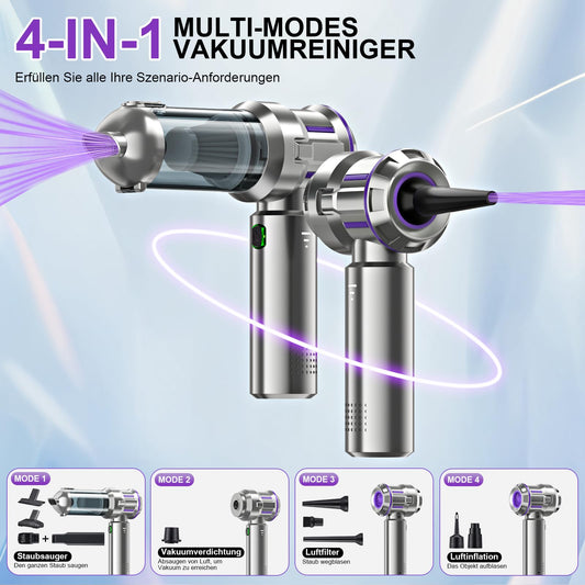 RABIGALA Cordless Handheld Vacuum Cleaner 4-in-1, 25000PA, Car Vacuum Cleaner, Electric Air Blower 220000 RPM 3-Speed Blower for Computer, Kitchen, Sofa, Office