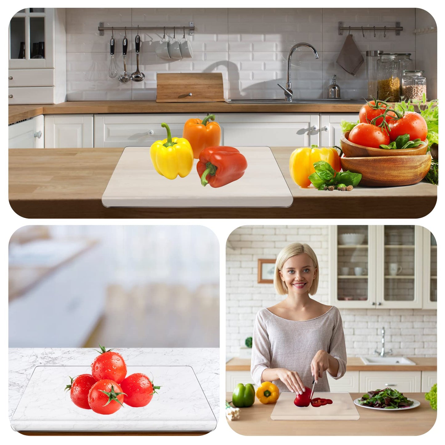 Acrylic cutting board with counter lip, non-slip transparent kitchen accessory, cutting mats (45*60cm)