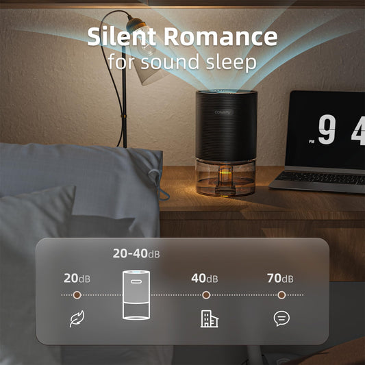 CONOPU Electric Dehumidifier, Energy-saving Room Dehumidifier with Automatic Shutdown, Small Ultra-quiet Dehumidifier for Basement, Cabinet, Bathroom, Bedroom, Office, Black, 21.3*12.8*12.8cm