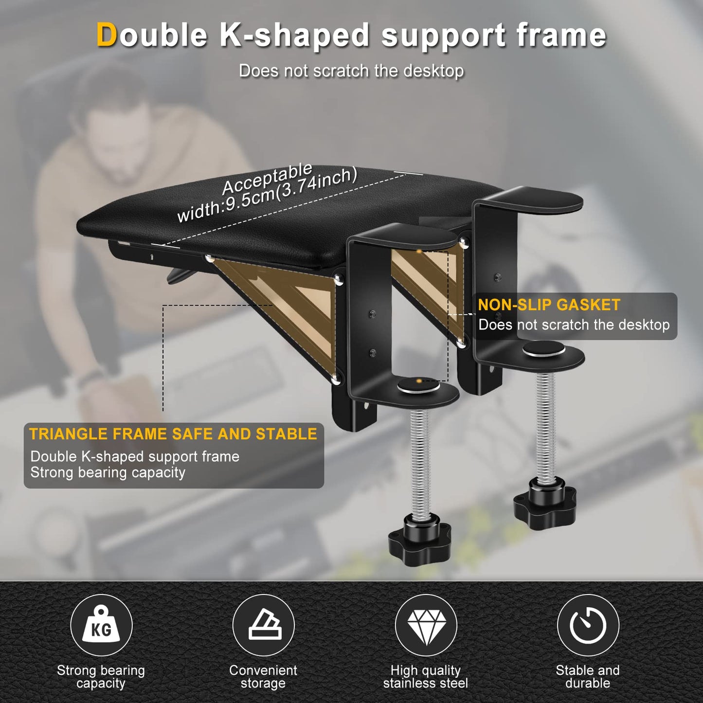 Giecy Armrest Desk Extender, Ergonomic Foldable Computer Desk Armrest Support Armrest Wrist Rest for Home and Office.