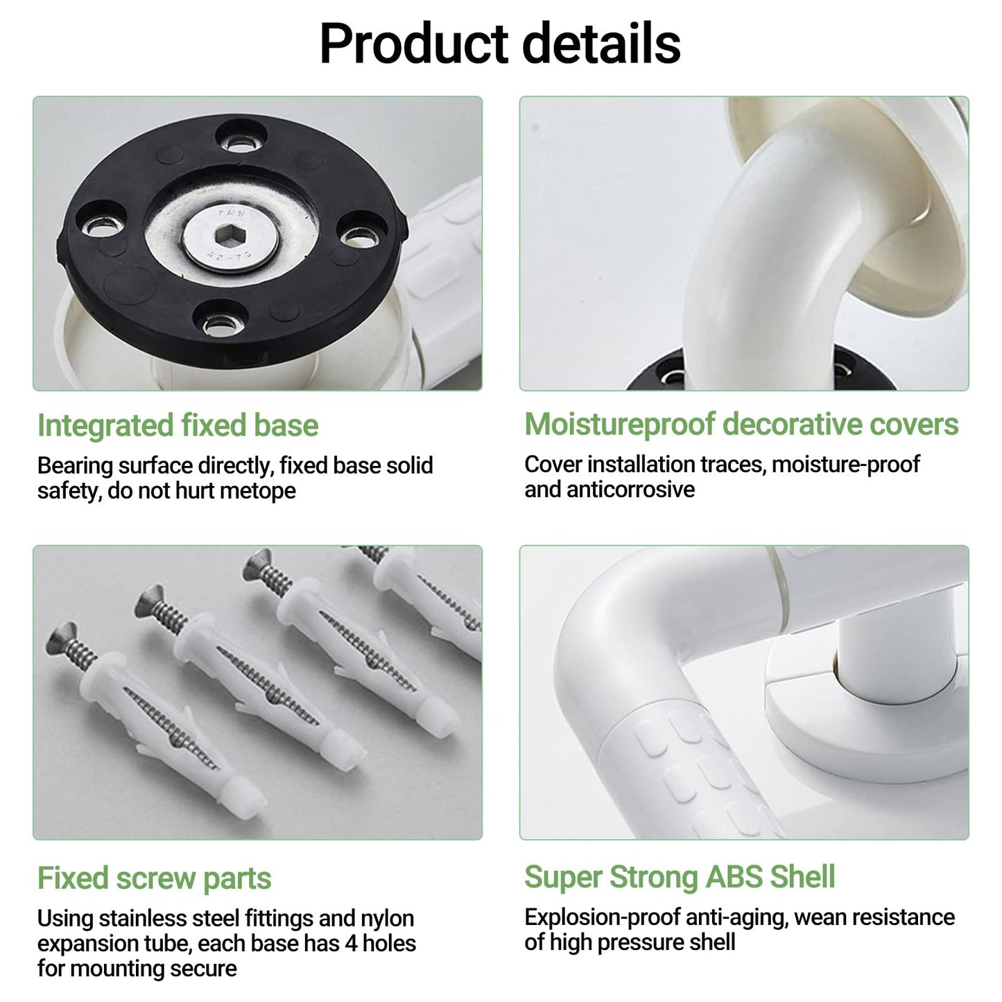 Shower Grab Bar, 60*40cm Safety Handle for Seniors, L-shaped Bathroom Safety Bar for Bathtub Wall Mount Grab Bar for Bathroom Toilet Stair Handrail