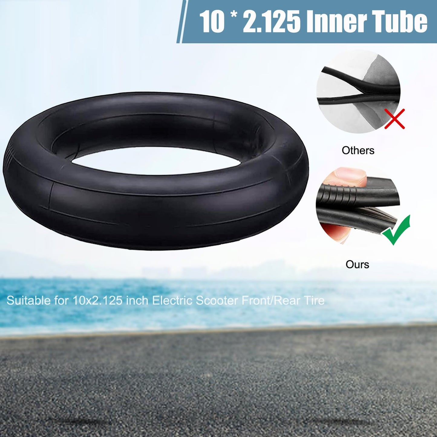 OUXI 10 inch tire E Scooter with tube 10x2.125 0° valve angle Anti-slip outer and inner tire for electric scooter Scooter Electric scooter rubber tires with 3 mounting tools