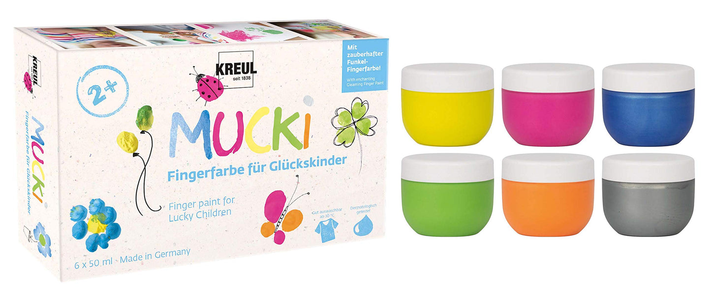 Kreul 23050 - Mucki finger paint for happy children & 2314 - Mucki luminous finger paint, 4 x 150 ml