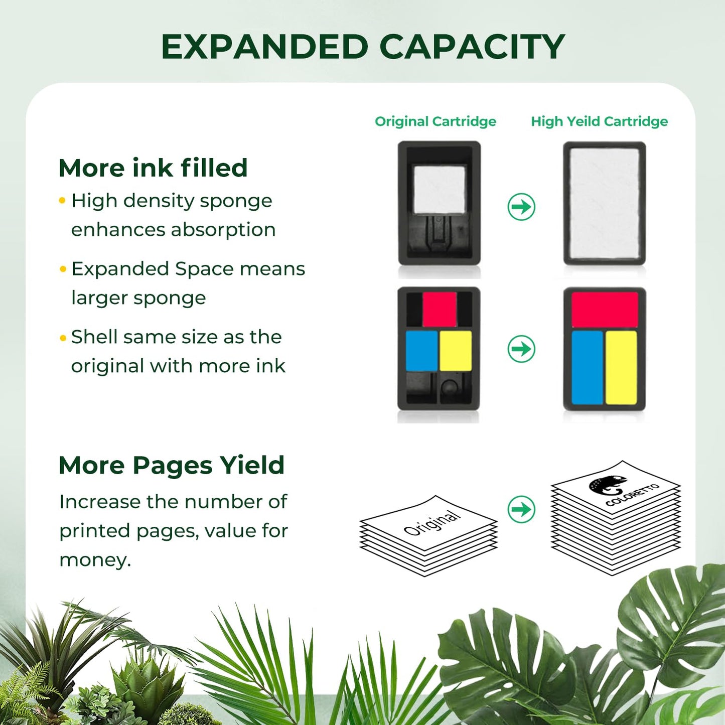 COLORETTO Ink Cartridge for HP 304XL, compatible with HP DeskJet 2600, 2622, 2630, 3700, 3762, Envy 5020, 5030, 5058, AMP 100, 120, 125, 130 (1 Black, 1 Color), for HP 304 XL cartridges