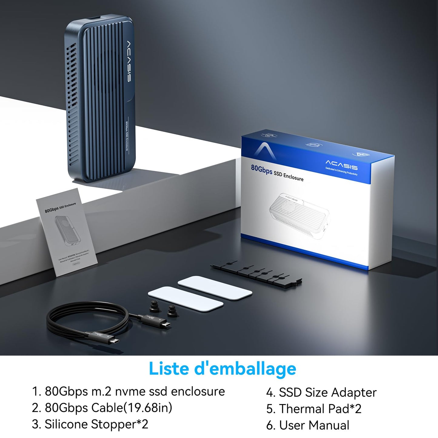 ACASIS 80Gbps M.2 NVMe SSD enclosure with cooling fan, compatible with Thunderbolt 5/USB4 V2.0. Supports MacBook Pro M4/M4 Pro and M4 Max, as well as Mac mini M4.